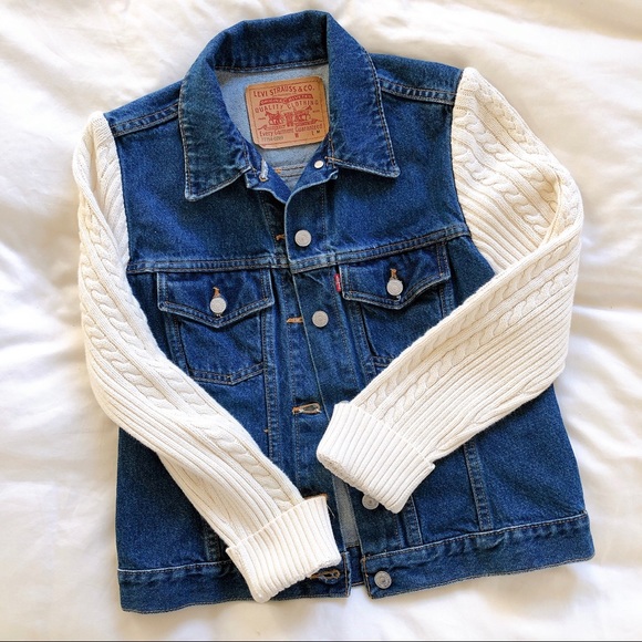 Levi's Jackets & Blazers - RARE Levi’s Jean Jacket + Cable Sweater Sleeves